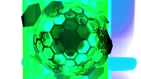Hexxa visuals Sphere rotating zooming out with shapes moving on the beat Stock Footage 69206342