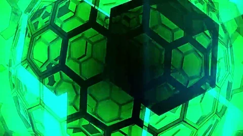 Hexxa visuals Sphere rotating zooming out with shapes moving on the beat Stock Footage 69301602