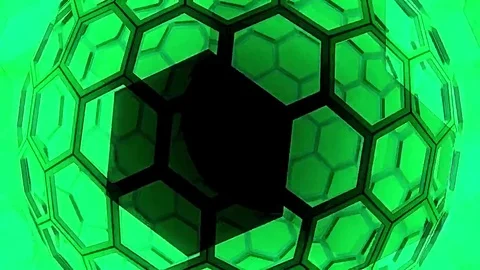 Hexxa visuals Sphere rotating zooming out with shapes moving on the beat Stock Footage 69301746