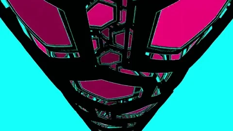 Hexxa visuals tunnel of hexagonal shapes rotating flashing on the beat Stock Footage 69294007