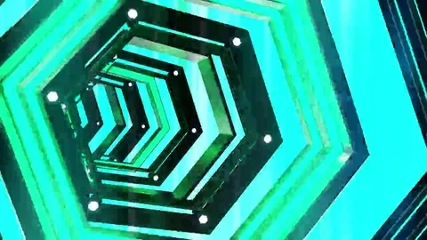 Hexxa visuals tunnel rotating with lights flashing on the beat Stock Footage 69206791