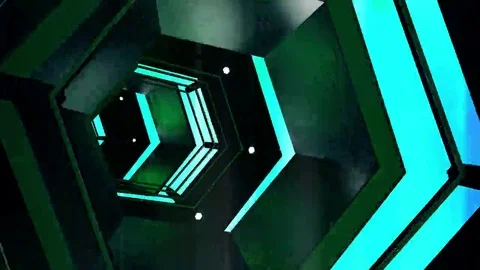Hexxa visuals tunnel rotating with lights flashing on the beat Stock Footage 69207868