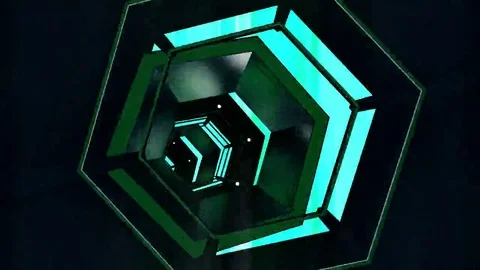 Hexxa visuals tunnel rotating with lights flashing on the beat Stock Footage 69208094