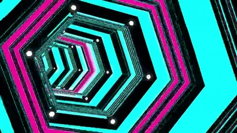 Hexxa visuals tunnel rotating with lights flashing on the beat Stock Footage 69290242