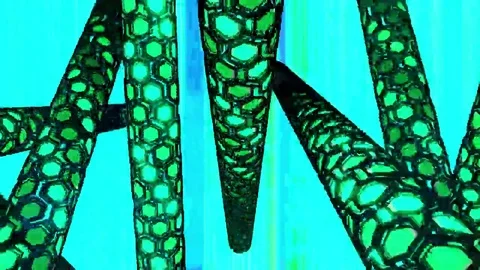 Hexxa visuals turning pipes of hexagonal shapes flashing on the beat Stock Footage 69211312