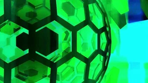 Hexxa visuals turning sphere rand movement shapes close up Stock Footage 69196669