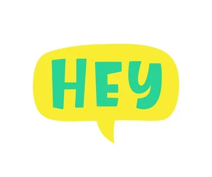 Hey Comic Chat Sticker with handwritten short phrase expression Illustration