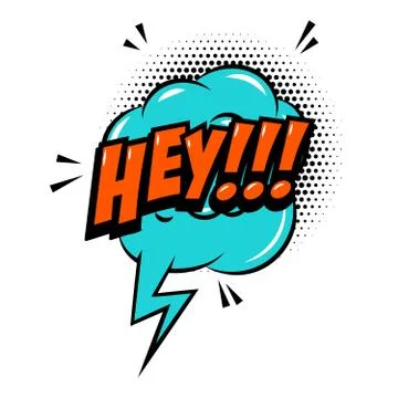 HEY!!! Comic style phrase with speech bubble. Vector illustration Illustrazione stock