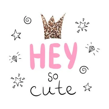 Hey so cute. Vector cartoon sketch illustration background. Trendy sticker with Illustrazione stock
