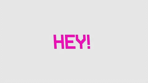 Hey! - Spinning Retro Pixel Style Title On Alpha Loop Stock Footage 309282650