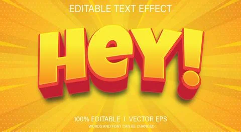 Hey vector text effect with modern style design Illustration