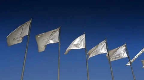 Heydar Aliyev center flag Video stock 62395020