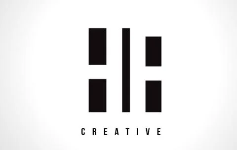 HF H F White Letter Logo Design with Black Square. Stock Illustration