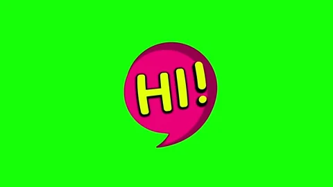 Hi animated comic chat sticker on green screen for greetings overlays Stock Footage 314497202