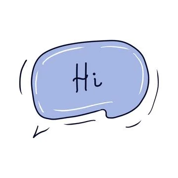 Hi in bubble speech in flat design. Text message and online communication. .. Stock Illustration