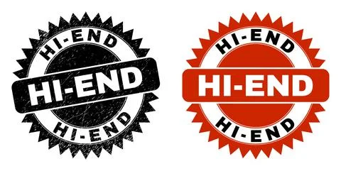 HI-END Black Rosette Stamp with Rubber Style Stock Illustration
