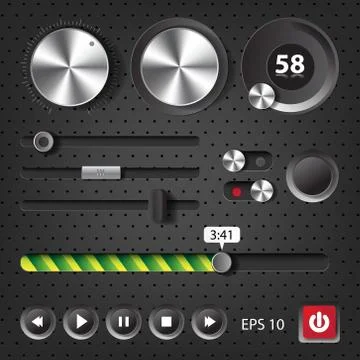 Hi-End User Interface Elements for audio player and website Stock Illustration