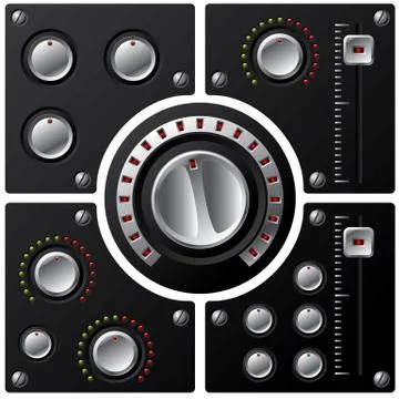 Hi-fi knobs with led  Illustrazione stock