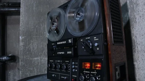 Hi-Fi Tape Machine  Jupiter Fast Rewind, USSR Stock Footage 143698901