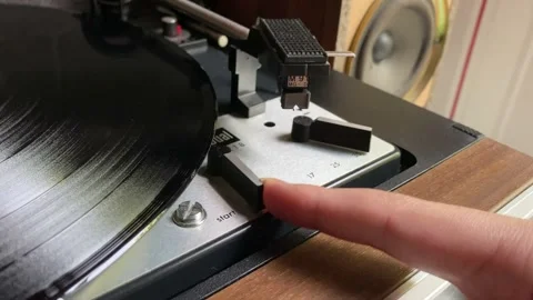 Hi-Fi Turntable Start/Stop Action Stock Footage 135677967