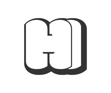HI logo, bubble comic lettering, rounded in graffiti style black and white .. イラスト素材