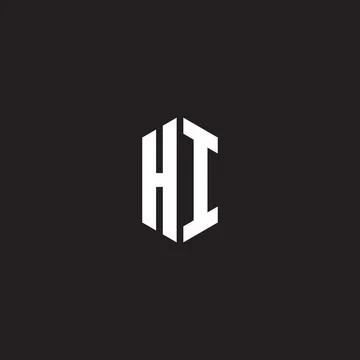 HI Logo monogram with hexagon shape style design template Stock Illustration