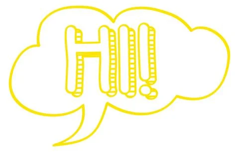 Hi message. Comic color cloud. Chat doodle Illustrazione stock