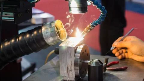 The hi-precision welding process Stock Photos