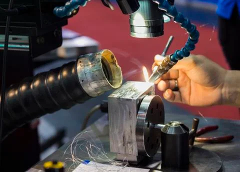 The hi-precision welding process Stock Photos