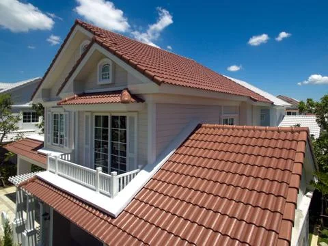 Hi Quality Roof Tiles on New House Stock Photos