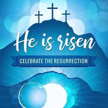 Hi is risen easter holy week banner Stock Illustration