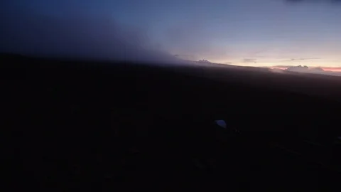 Hi-Seas base and volcanic landscape in the sunset, Mauna Loa Volcano, Hawaii Stock Footage 104207148