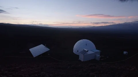 Hi-Seas base in the sunset, Mauna Loa Volcano, Hawaii Stock-Footage 104207073