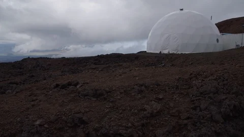 Hi-Seas base in volcanic desolate landscape, Hawaii Stock-Footage 104205978