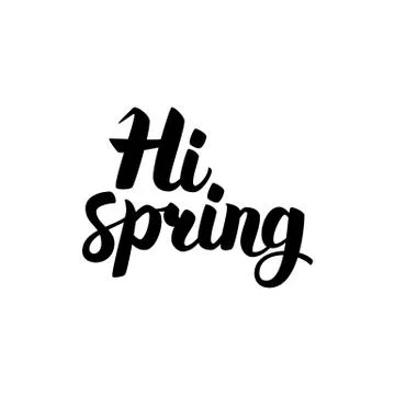 Hi Spring Handwritten Lettering Stock Illustration