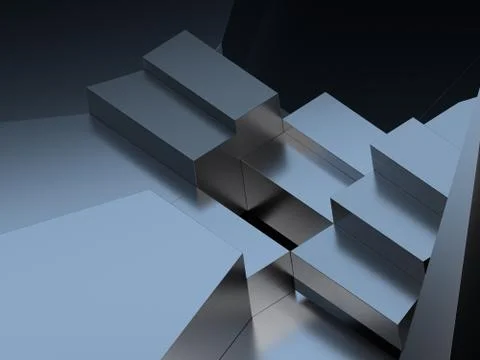 Hi-tech 3D background of blurred reflected metal surface. Stock Illustration