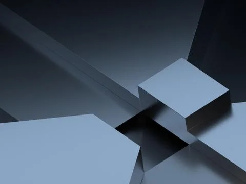 Hi-tech 3D background of blurred reflected metal surface. Stock Illustration