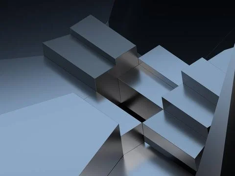  Hi-tech 3D background of blurred reflected metal surface. Abstract hi-tec... Stock Photos