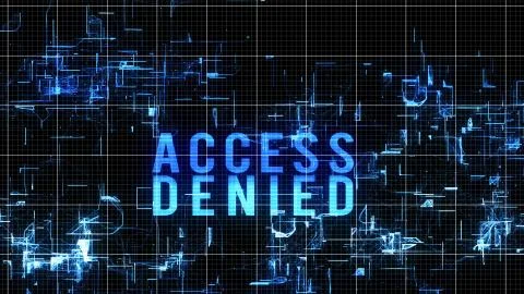 A hi-tech 3d illustration of a digital access denied command in blue capital  Stock Illustration