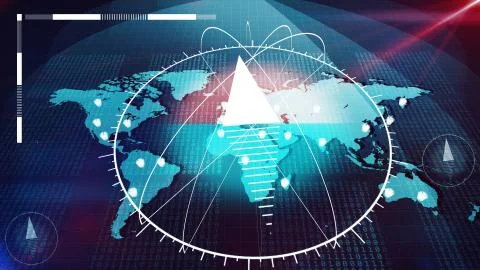 Hi-tech 3D illustration of the light blue world Internet atlas shot aslant wi Illustrazione stock