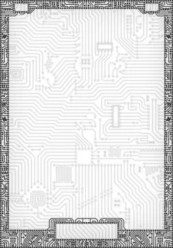 Hi-tech abstract circuit board blank frame Illustrazione stock