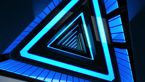 Hi-tech Abstract Triangular Glowing Tunnel, Loopable Video stock 252420801