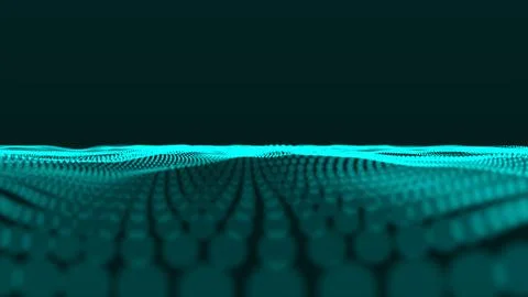 Hi-tech abstract waving dots particle technology background design. Green c.. Illustrazione stock