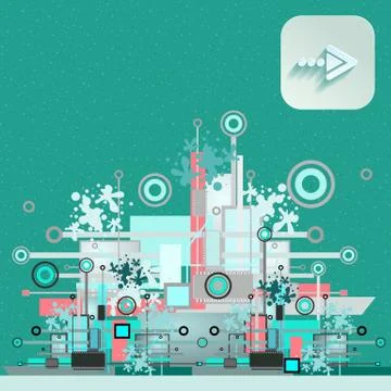 Hi-tech background with navigation icon Stock Illustration