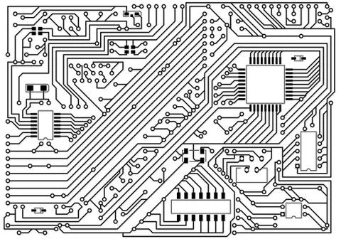 Hi-tech black and white industrial electronic background Stock Illustration