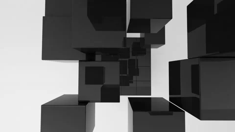 Hi-tech black cubes form large cube Stock Footage 232051152