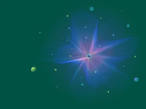 Hi-Tech Blockchain Network on abstract blue and green background for Deep l.. Stock Illustration