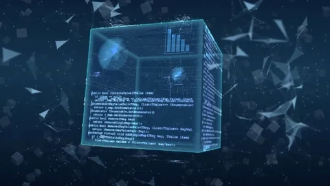 Hi-tech Blue Digital Cube Background. Vídeo Stock 74771061