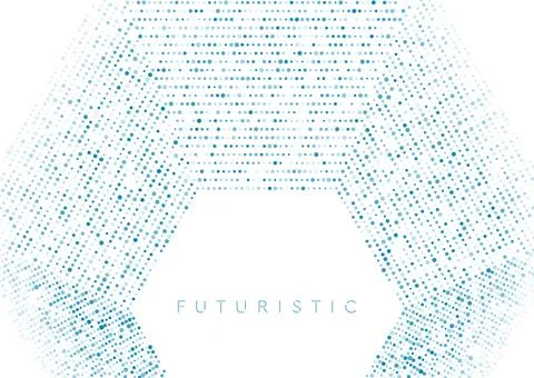 Hi-tech blue white abstract background with hexagonal dotted lines Stock Illustration