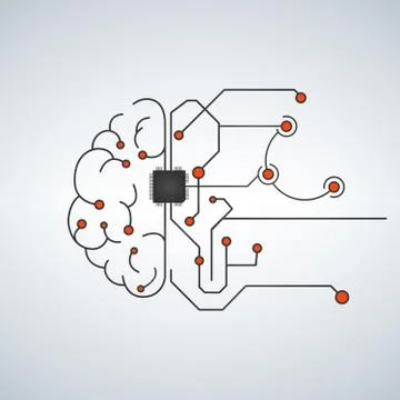 Hi tech brain made of electric lines, symbolizing the progress of computer Illustrazione stock